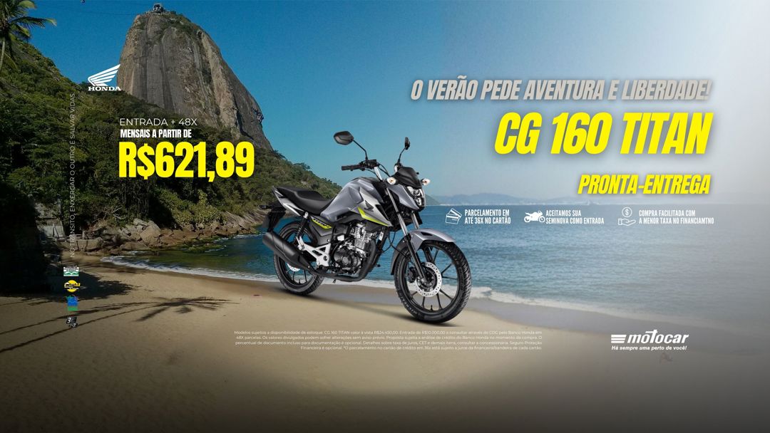Banner motocar honda cg 160 titan campanha de verão motos a pronta entrega