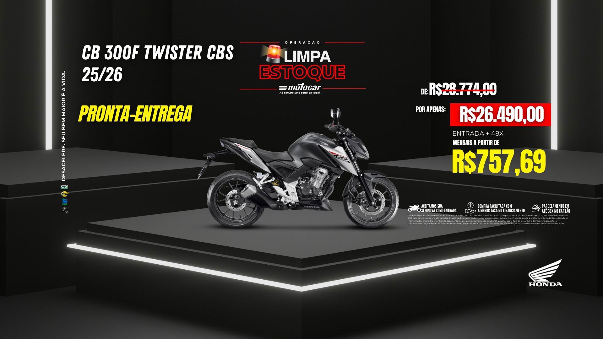 Banner motocar honda twister cbs promoção limpa estoque