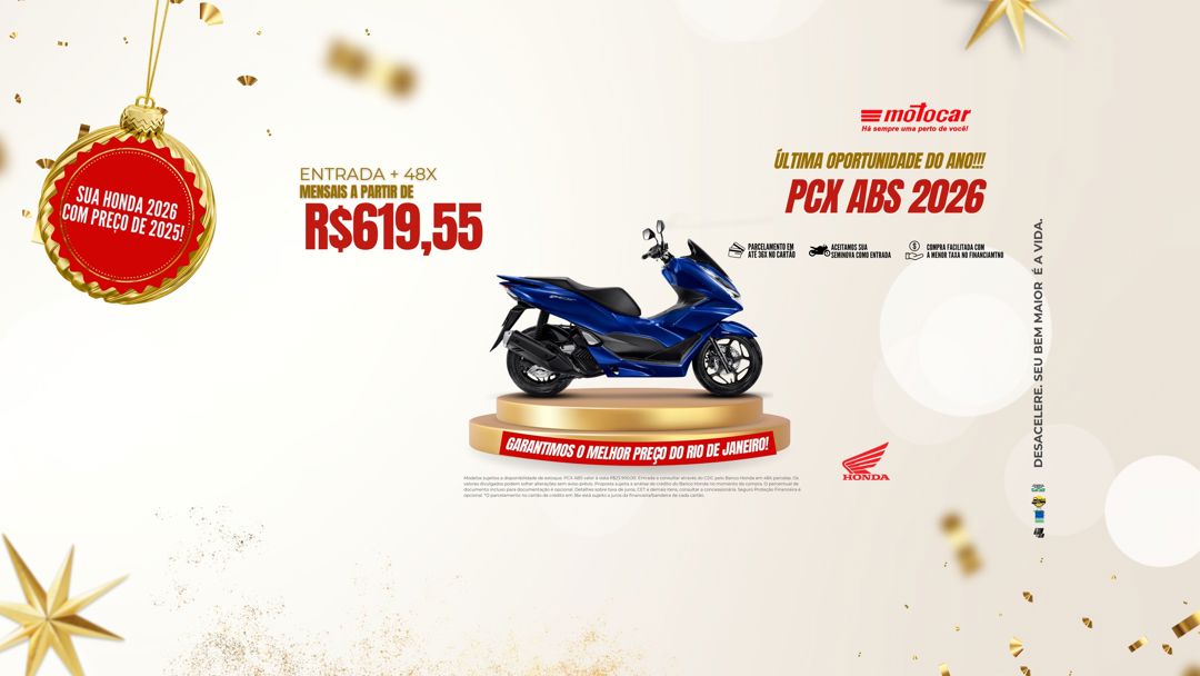 Banner motocar honda pcx abs azul campanha ultima oportunidade do ano