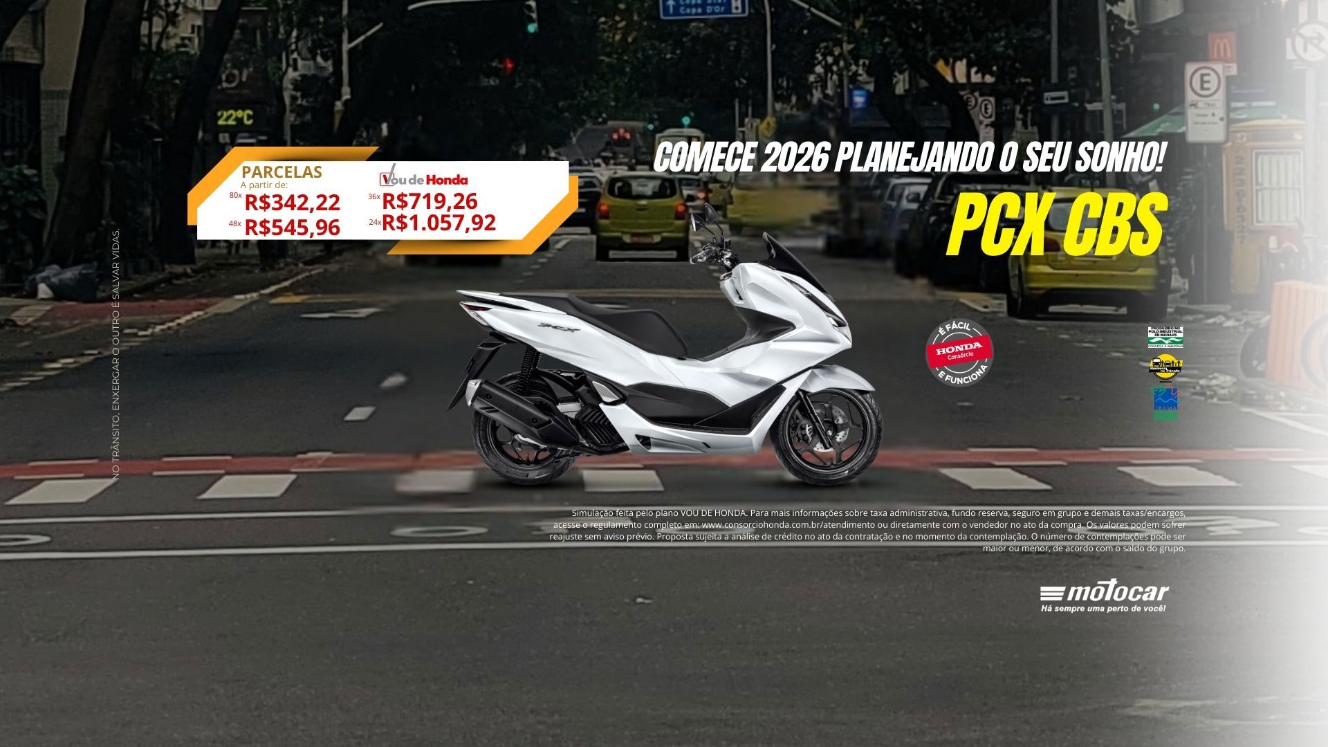 Banner motocar honda pcx cbs campanha cnh comece o ano de honda 0km