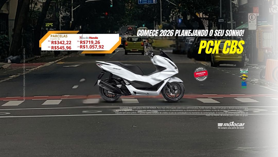 Banner motocar honda pcx cbs campanha cnh comece o ano de honda 0km