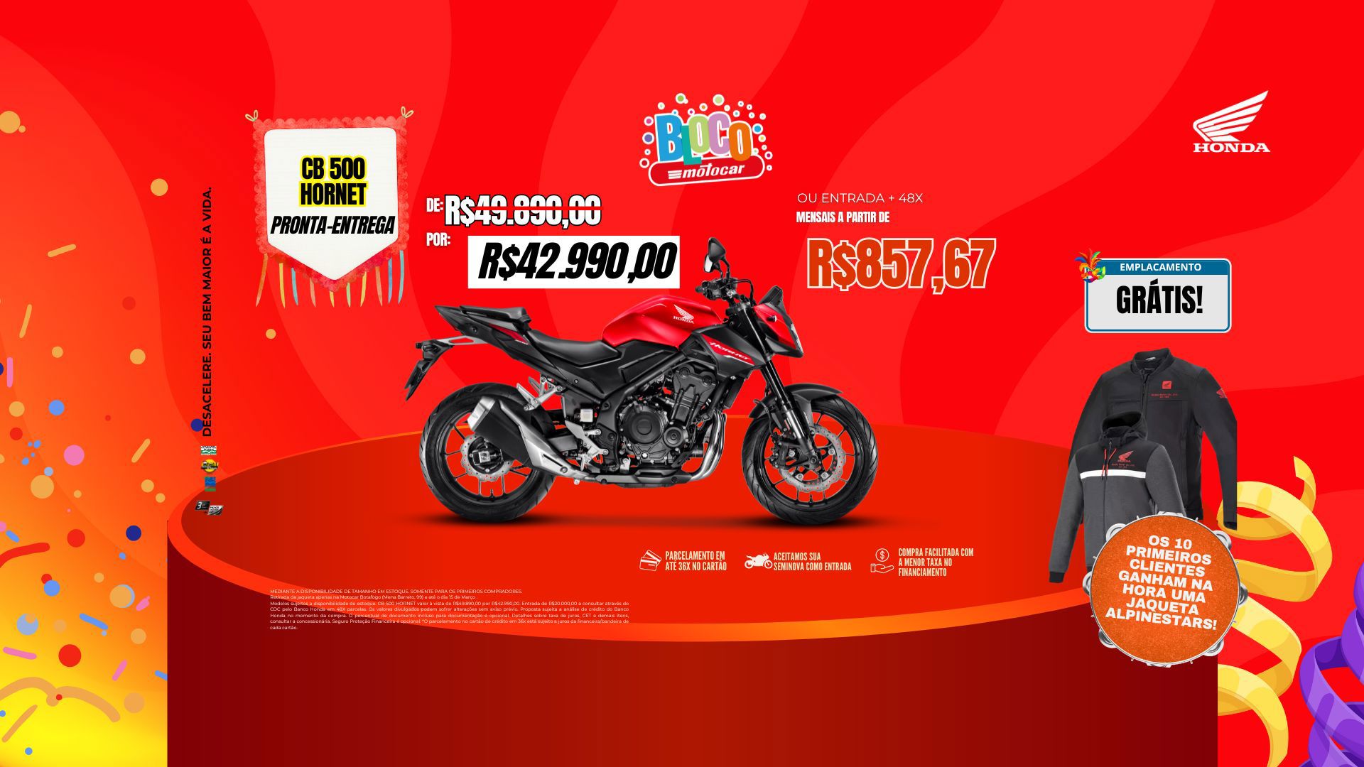 Banner motocar honda cb 500 hornet com o melhor preço e emplacamento grátis