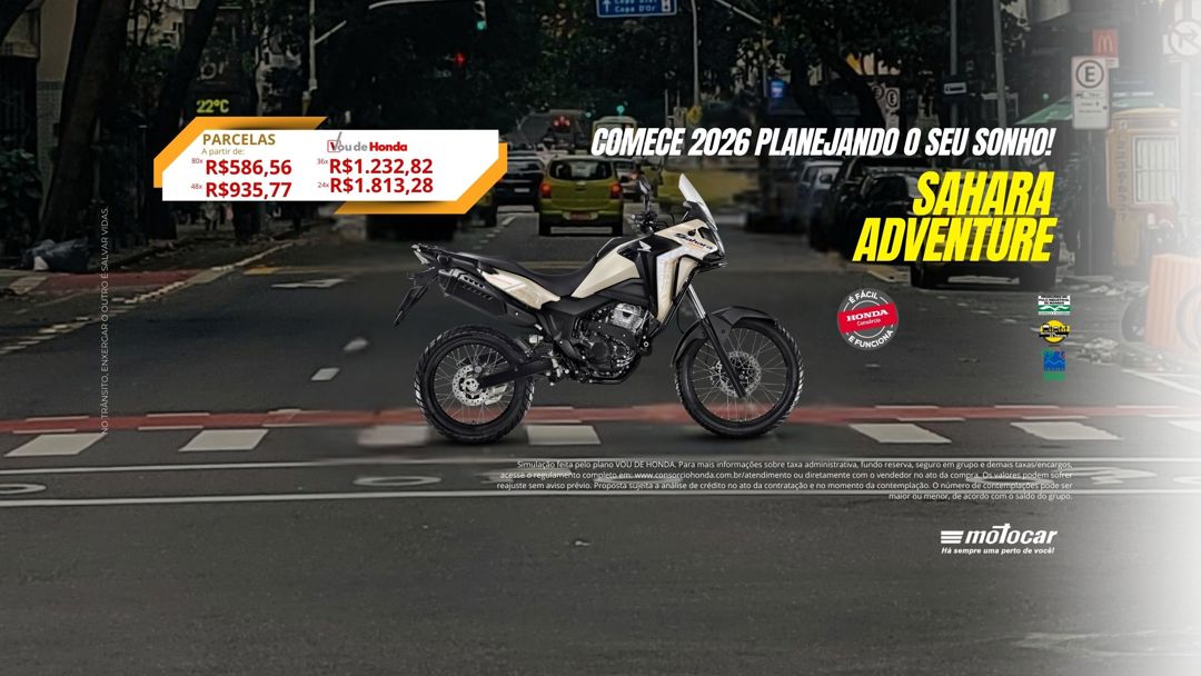 Banner motocar honda sahara 300 adventure campanha cnh comece o ano de honda
